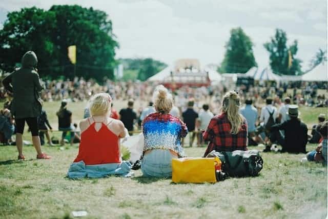 Friends on a date at a spring festival