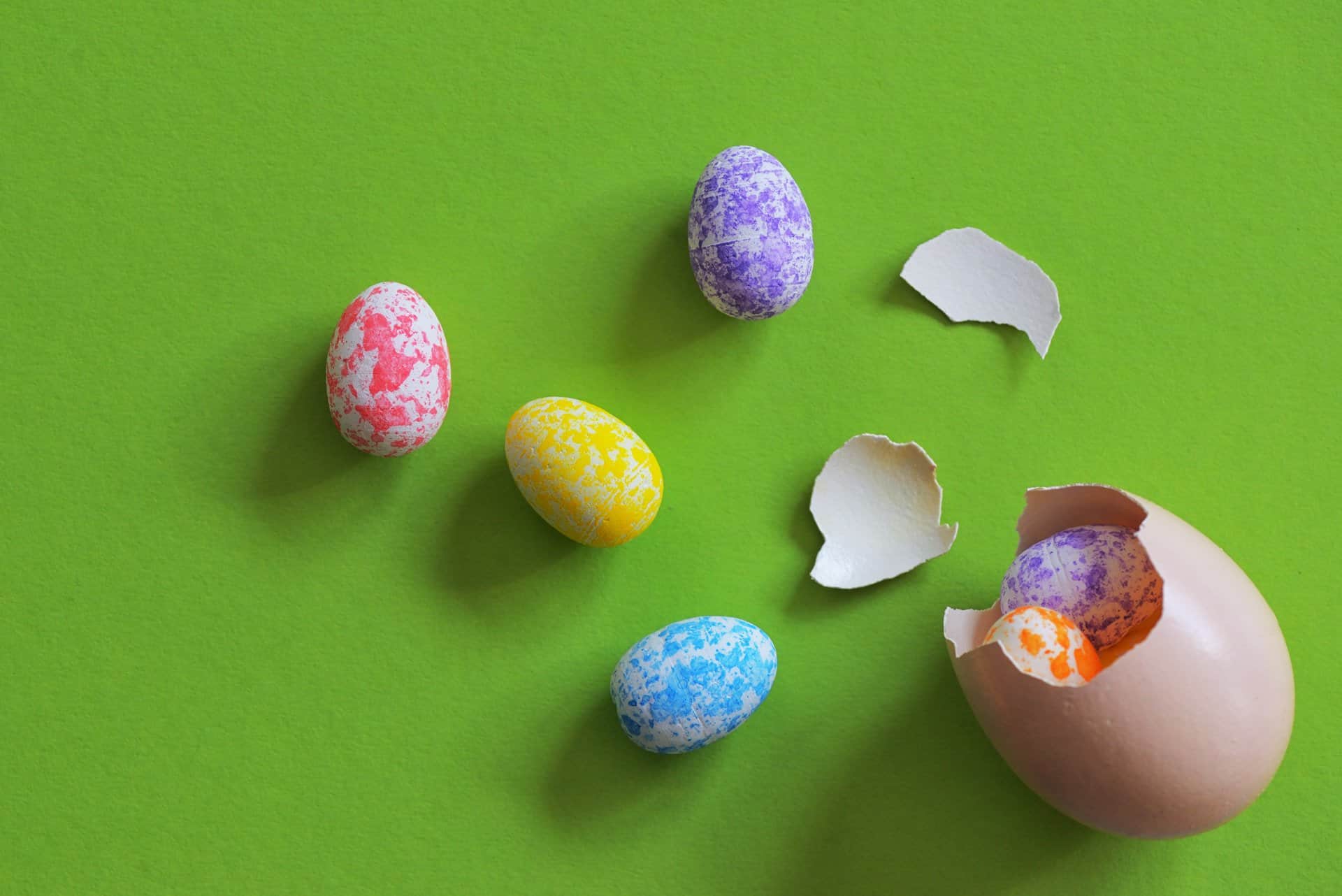 Broken egg filled with treats