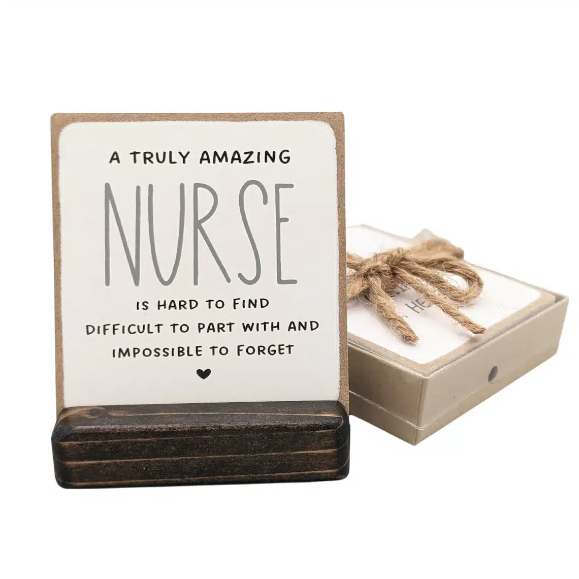 Retirement Gift Ideas for Nurses: Wooden box with white top with message that says 