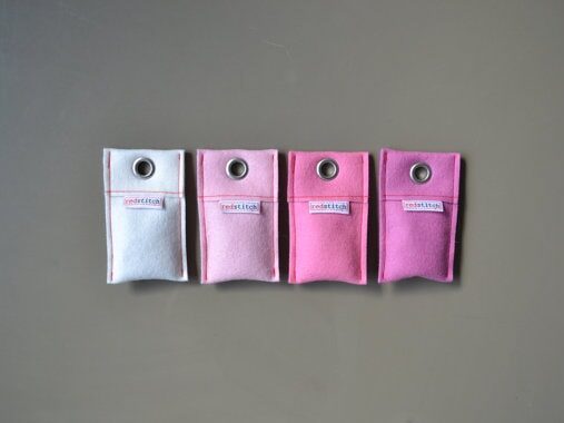 Mother’s Day Gifts for Coworkers: four modern lavender sachets. White, light pink, pink, and light purple shown. 