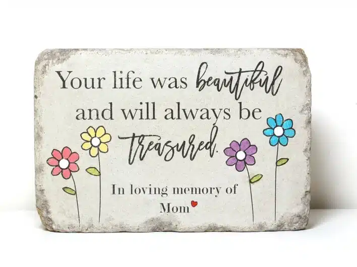 Mother's Day Gifts for Cemetery / Grave Decoration - Rectangle memorial stone with black font that says 