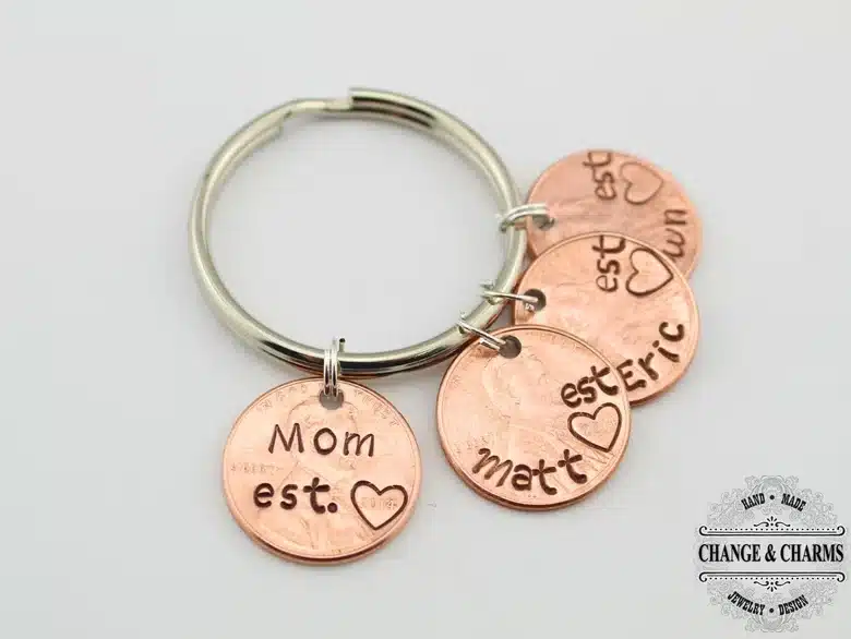 Custom mommy est personalized penny keychain
