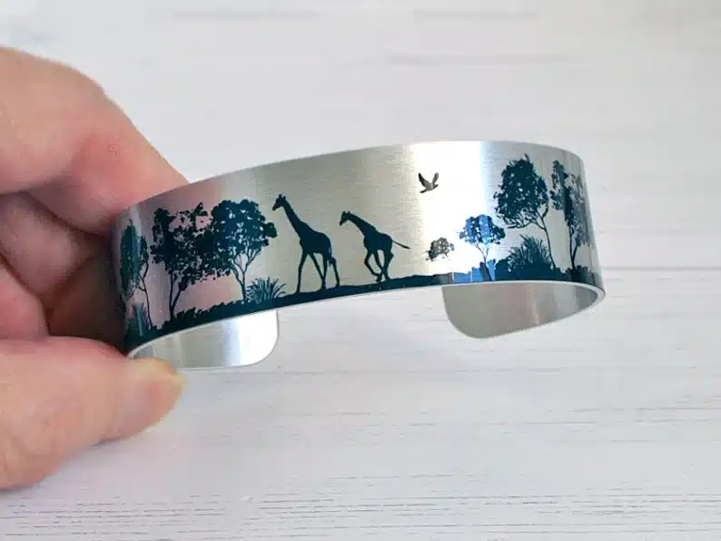 Sterling silver giraffe cuff bracelet. 