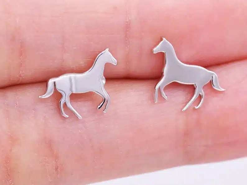 Silver horse stud earrings 