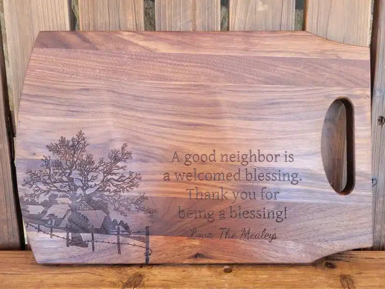 Wooden cutting board that can be personalized with a cute saying or designs. 