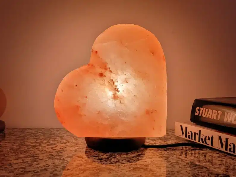 Orange Heart shaped Himalayan salt lamp. 