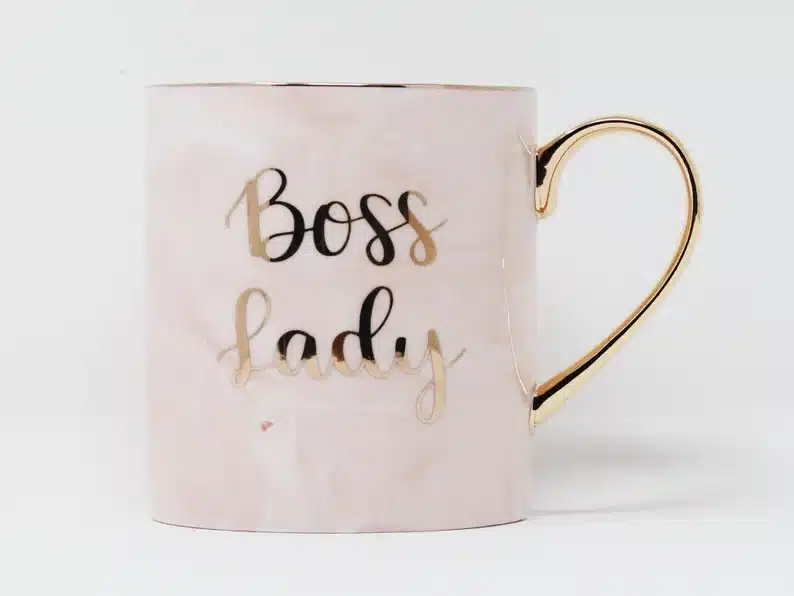 Boss lady pink and gold mug