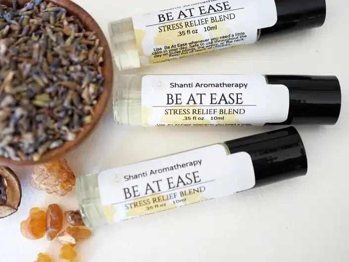 Three aromatherapy roll on stress relief blend oils. 
