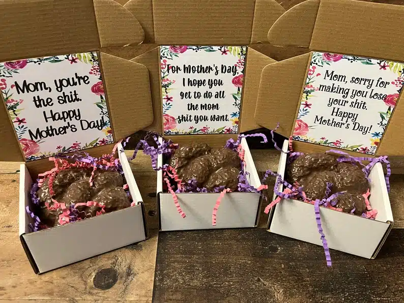 Funny edible mother's day gag gift with chocolate