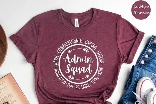 Heather marron admin squad t-shirt. 