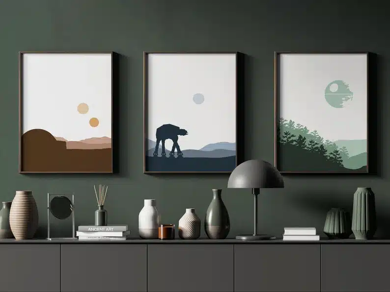 Three minimalist star wars wall prints. 