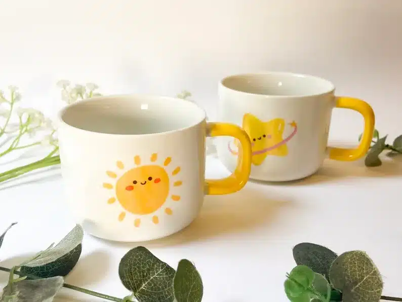 Sun and starts cute matching coffee mugs