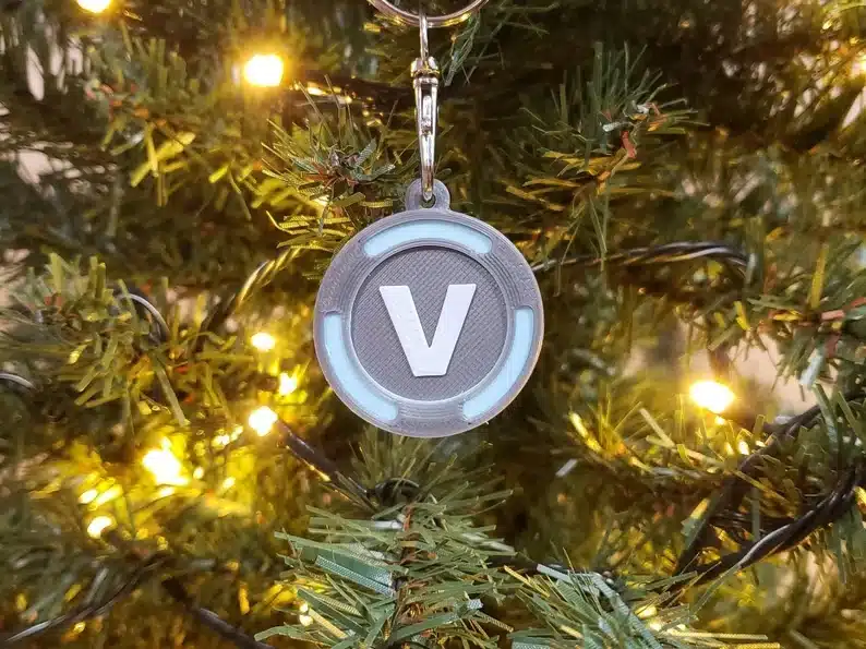 Fortnite v-coin Christmas tree ornament