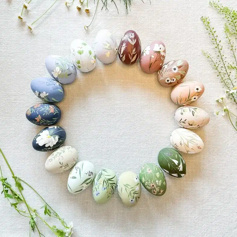 Wooden hand painted Easter eggs