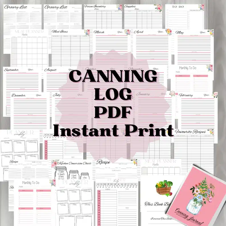 PDF printable canning log book