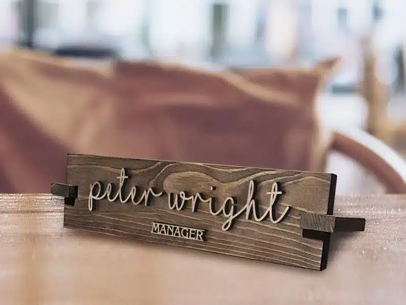 Wooden custom name plate. 