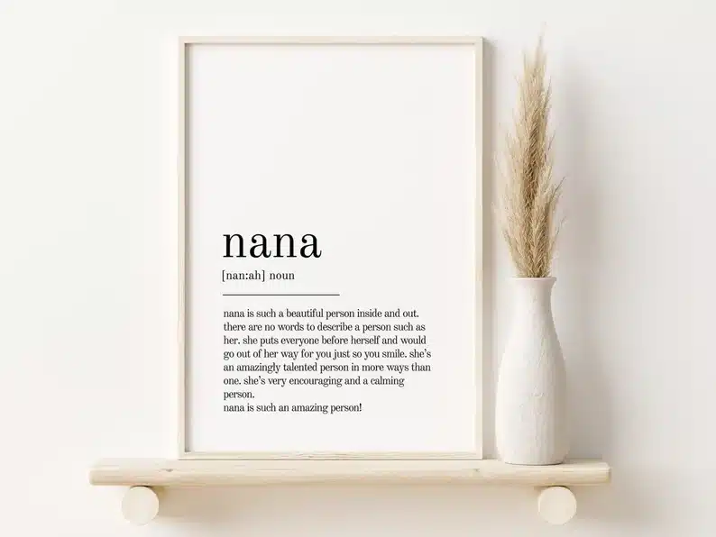 Mother's Day Gifts for Nan: white framed nana poem. 