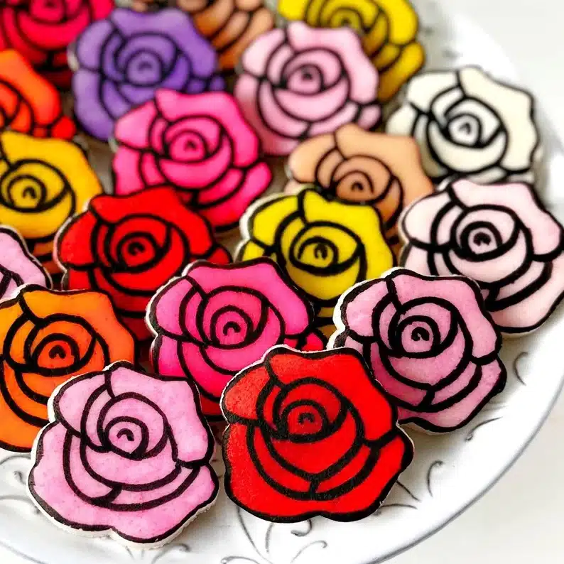 Assorted stained glass marzipan edible roses for mom