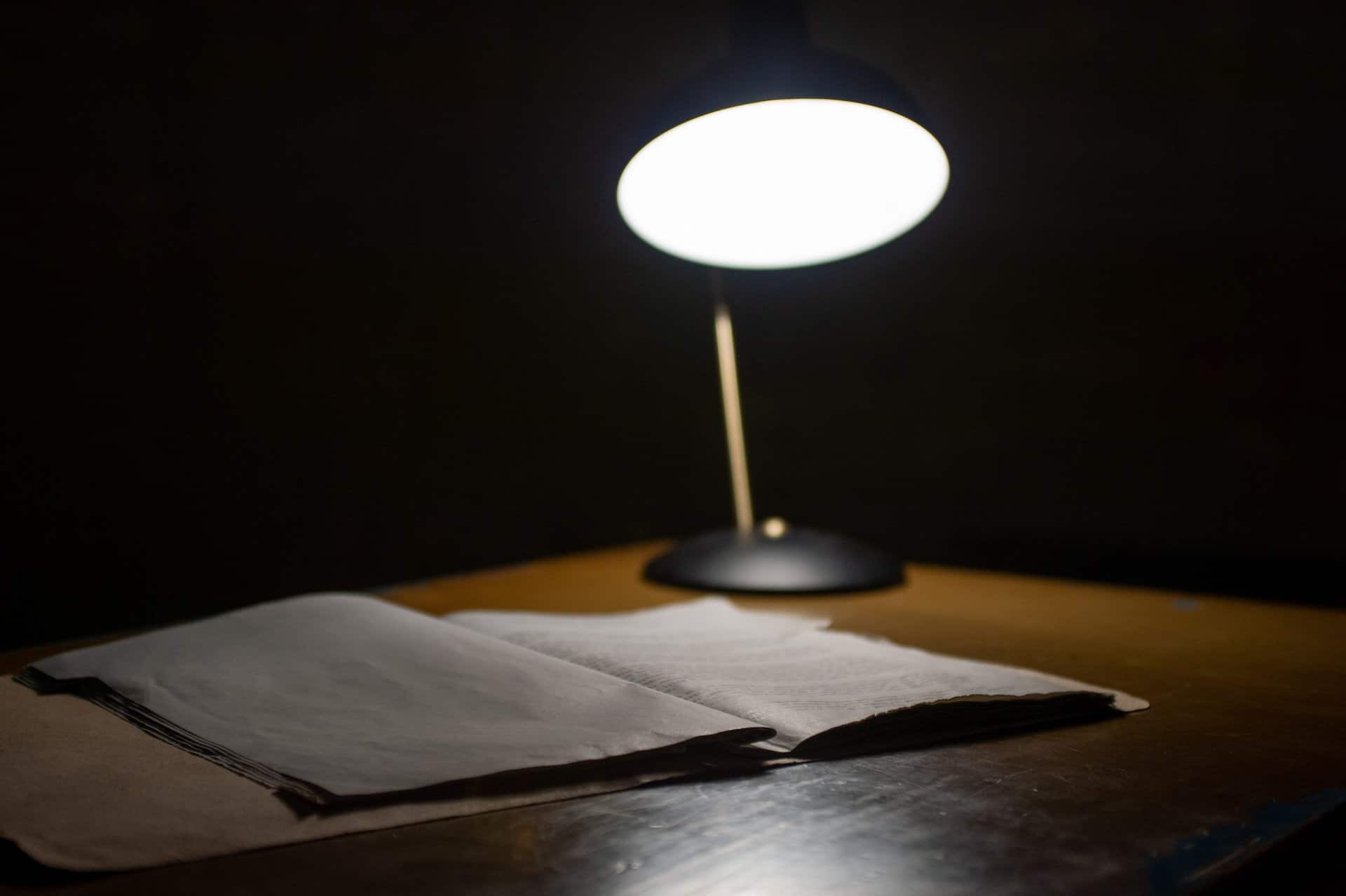 Lamp over a case file