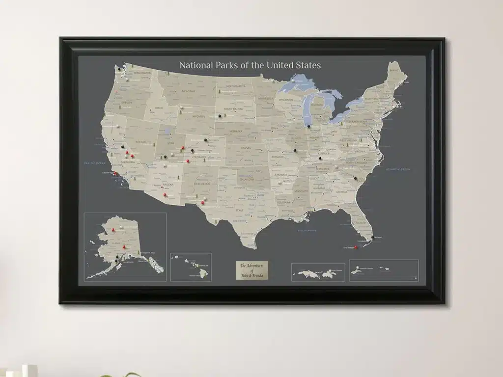National Parks Push Pin Travel Map