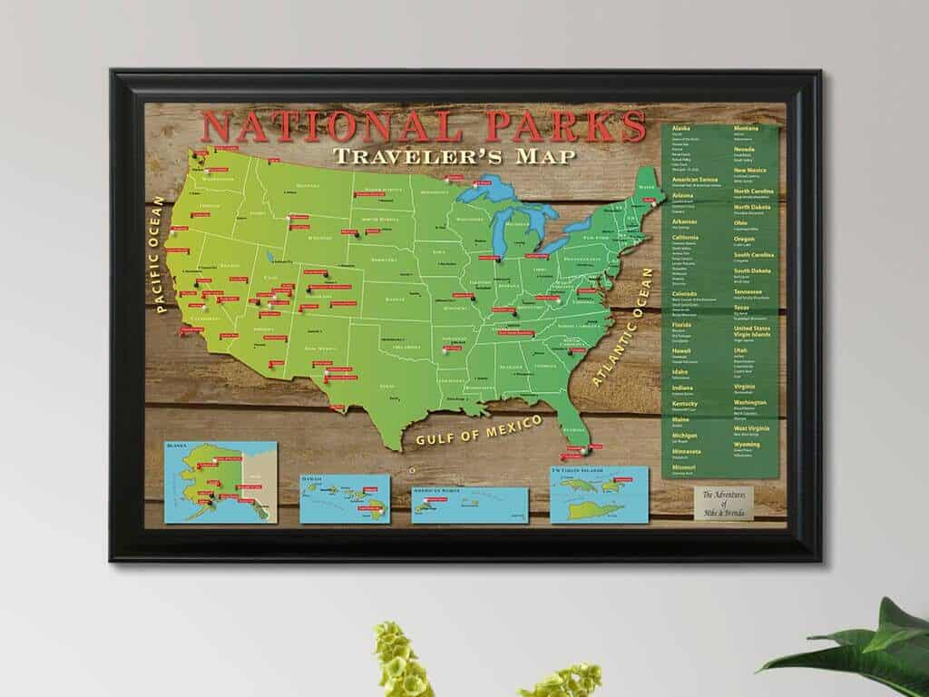 National Parks push pin Travel Map