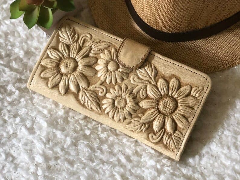 Handcrafted Leather Wallet for Women - tan wallet. 
