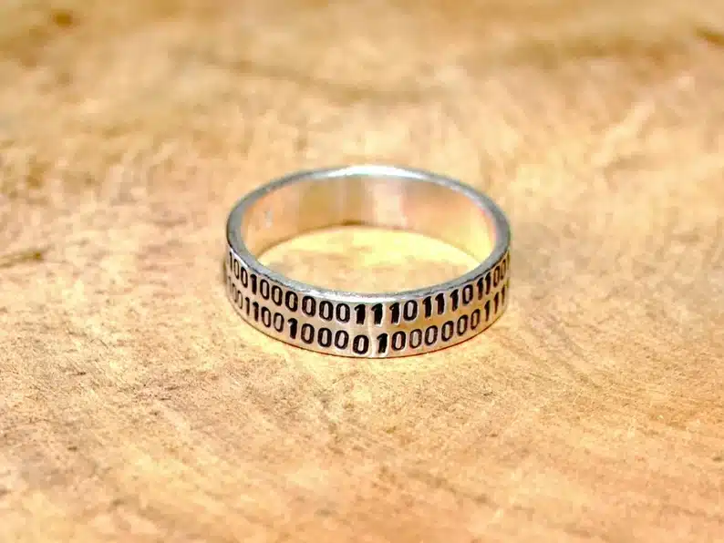 Father's Day Gifts For Computer Geeks - Silver ring with black numbers all around it. 