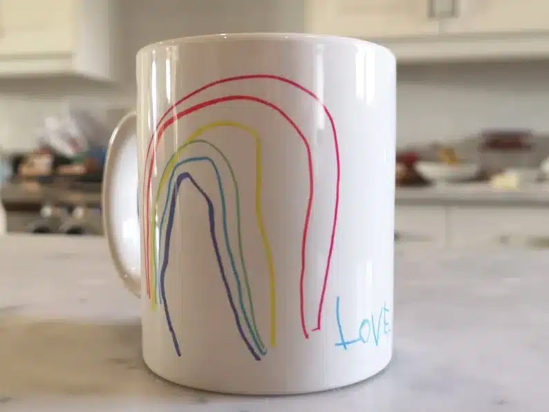 custom preschool child's artwork mug for grandpa on Father's Day