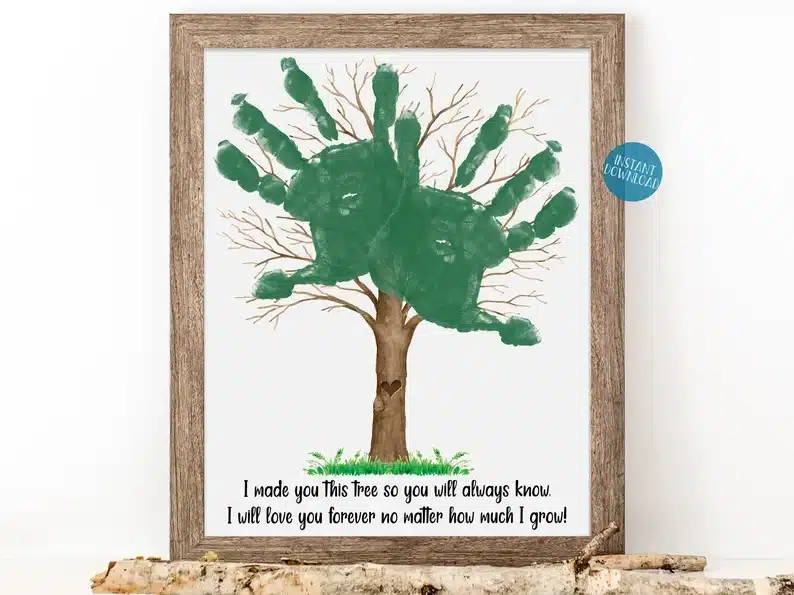 Cute diy handprint tree father's day printable art