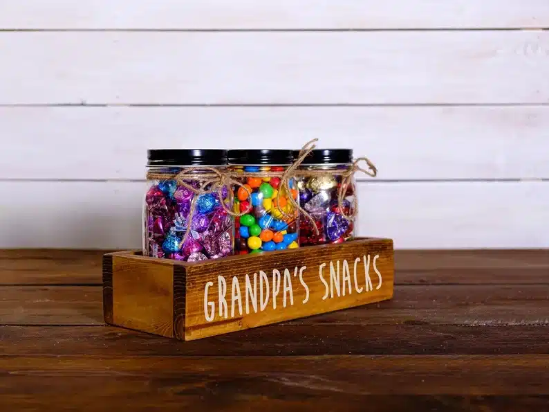 Grandpa's snacks jar for cute Father's Day Gifts for Grandpa From A Preschooler