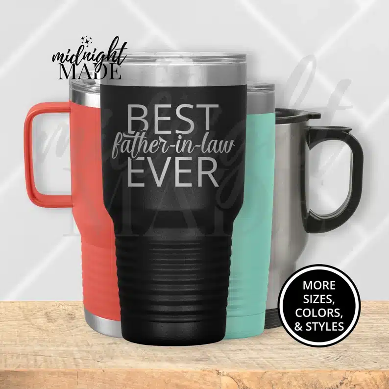 Best father-in-law ever travel mug gifts for Father's Day