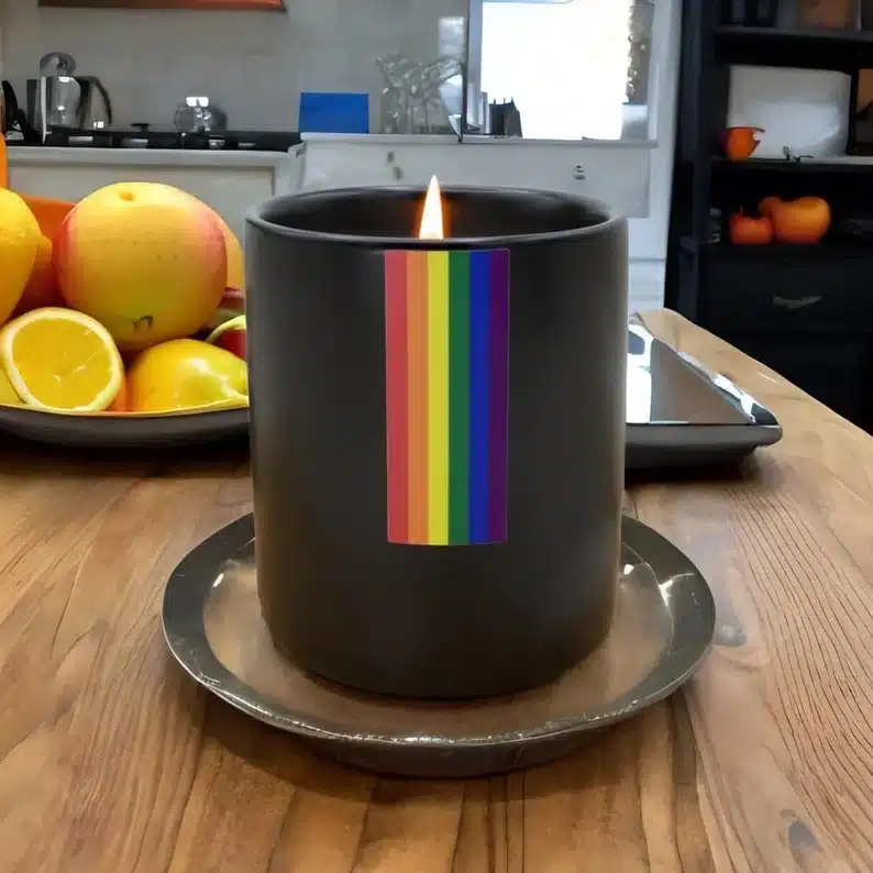 Rainbow flag candle