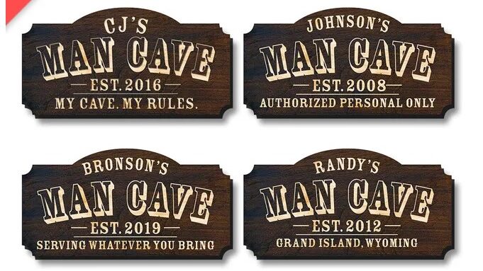 Assorted custom man cave signs