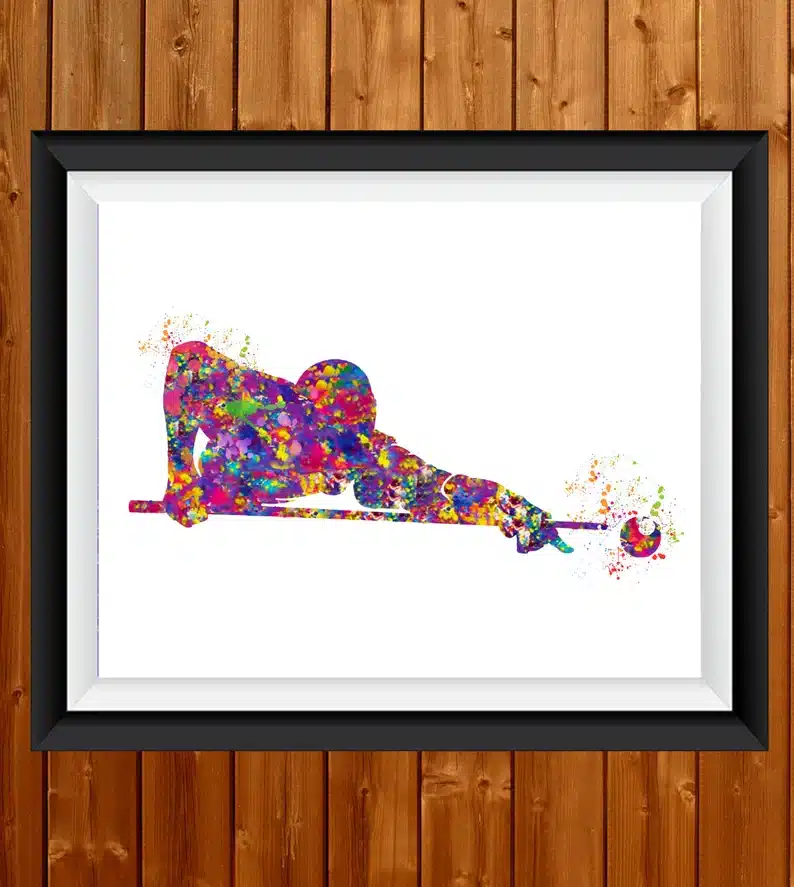  Gifts for a Pool Player - watercolor print of a pool player. 