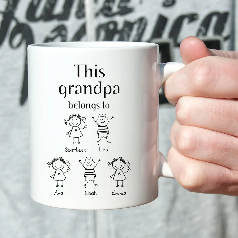 This grandpa belongs to mug with grandchildren names
