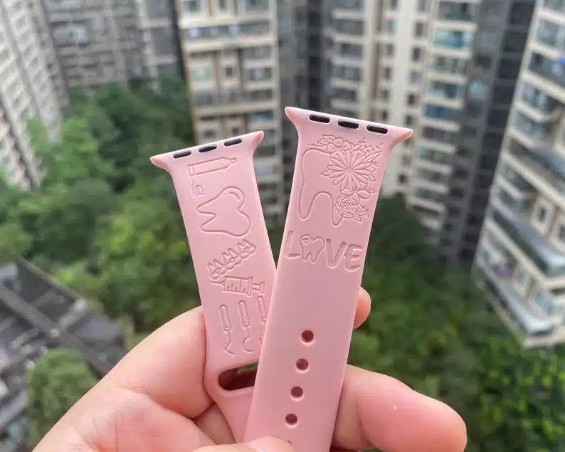 Gifts for Dental Receptionists - Pink dental apple watch band. 