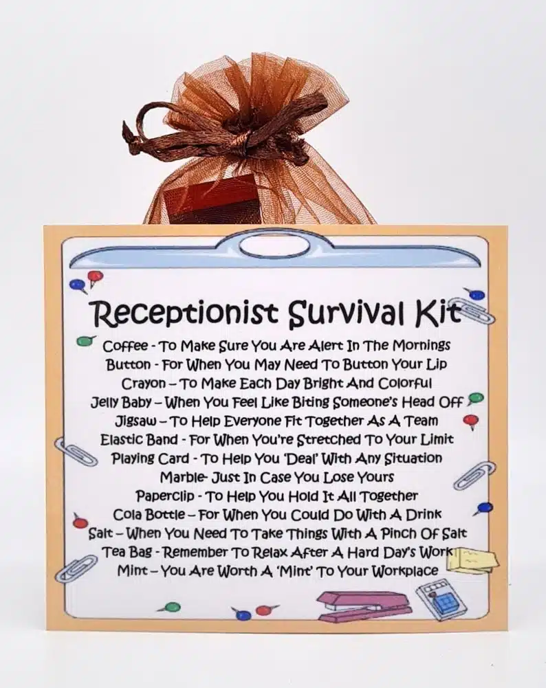 Gifts for Dental Receptionists - Receptionist survival kit. 