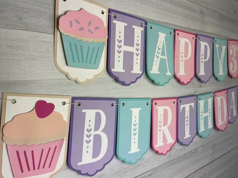 Happy Birthday Cupcake Banner