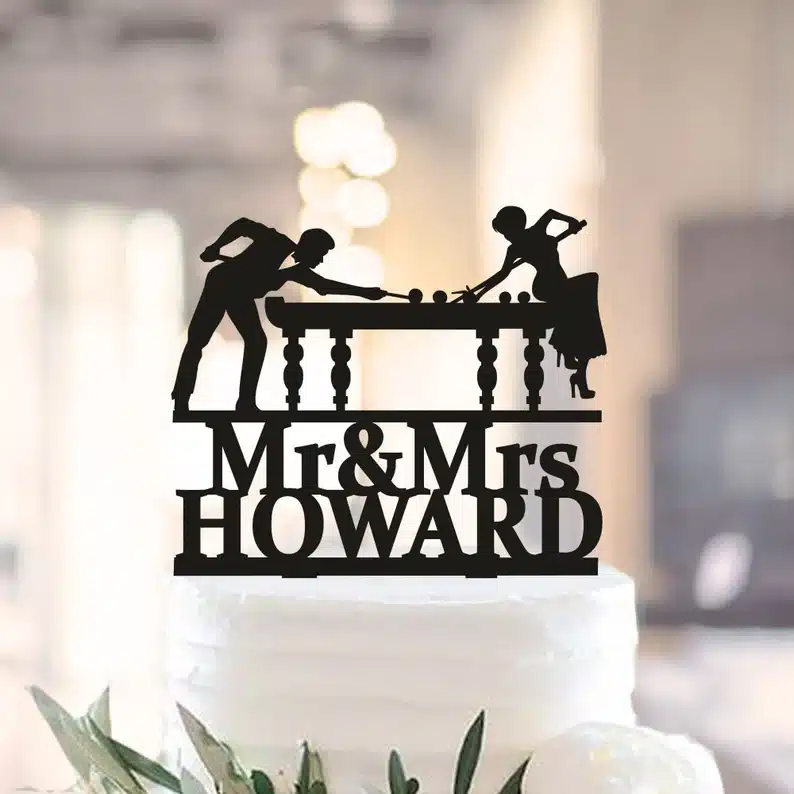  Gifts for a Pool Player - pool playing couple cake topper. 