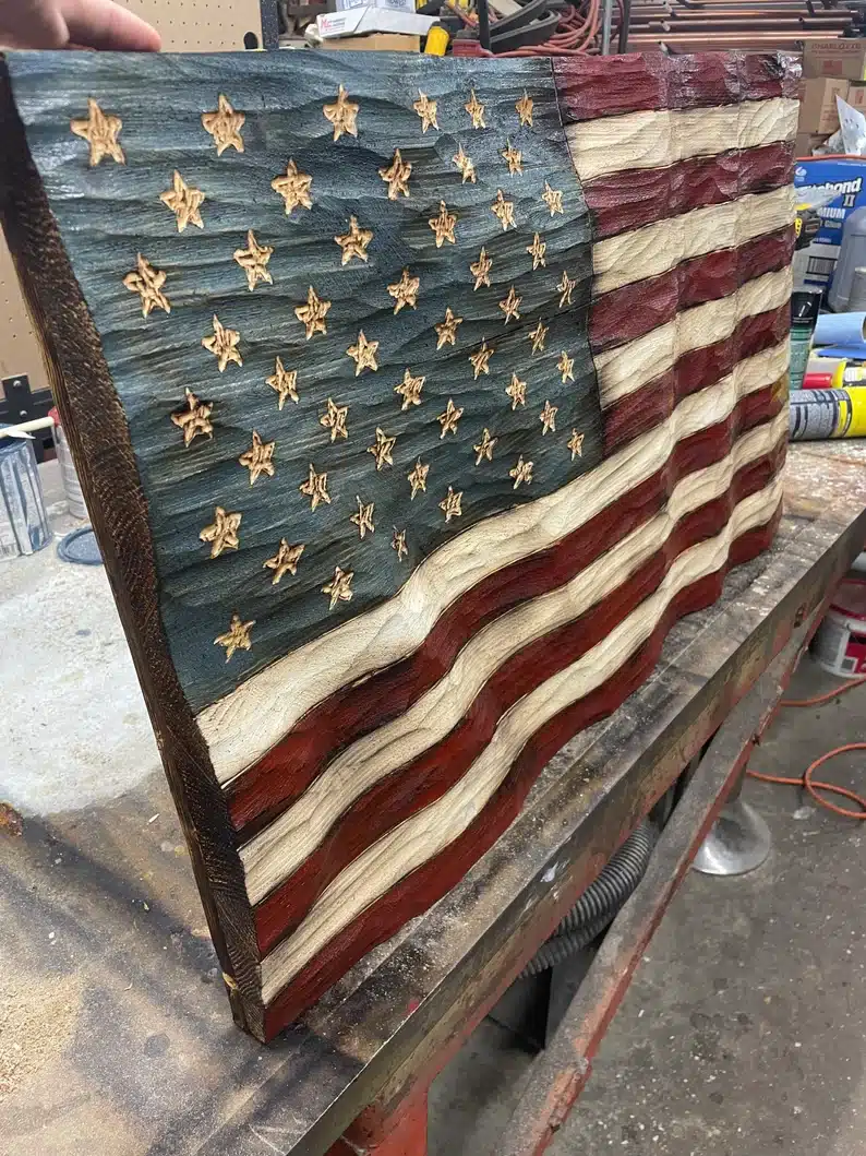 Father’s Day Gifts For Veterans - Wooden American Flag 