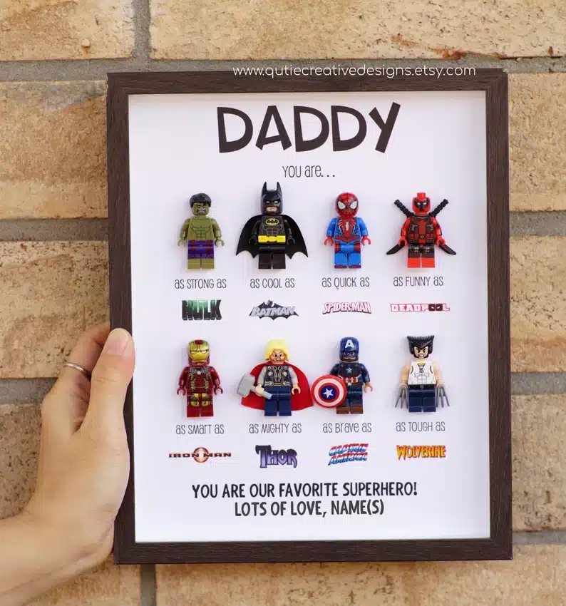 Father’s Day Gifts For Your Boyfriend - Daddy you are my hero Lego art work. 