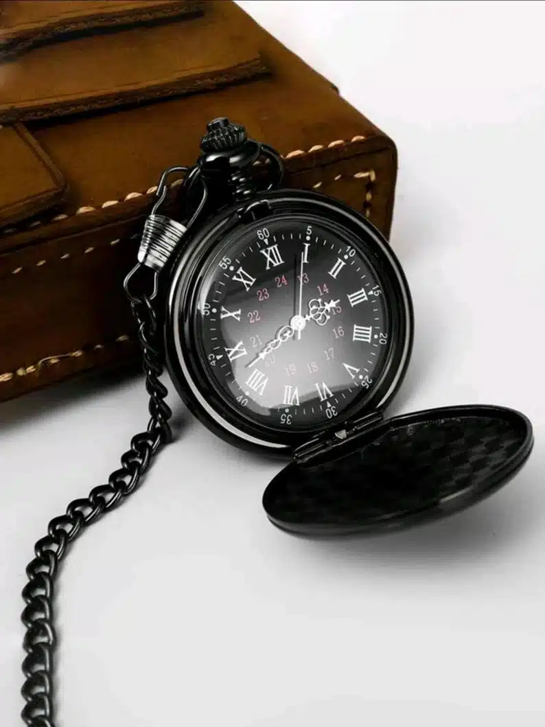 Vintage pocket watch - black pocket watch. 