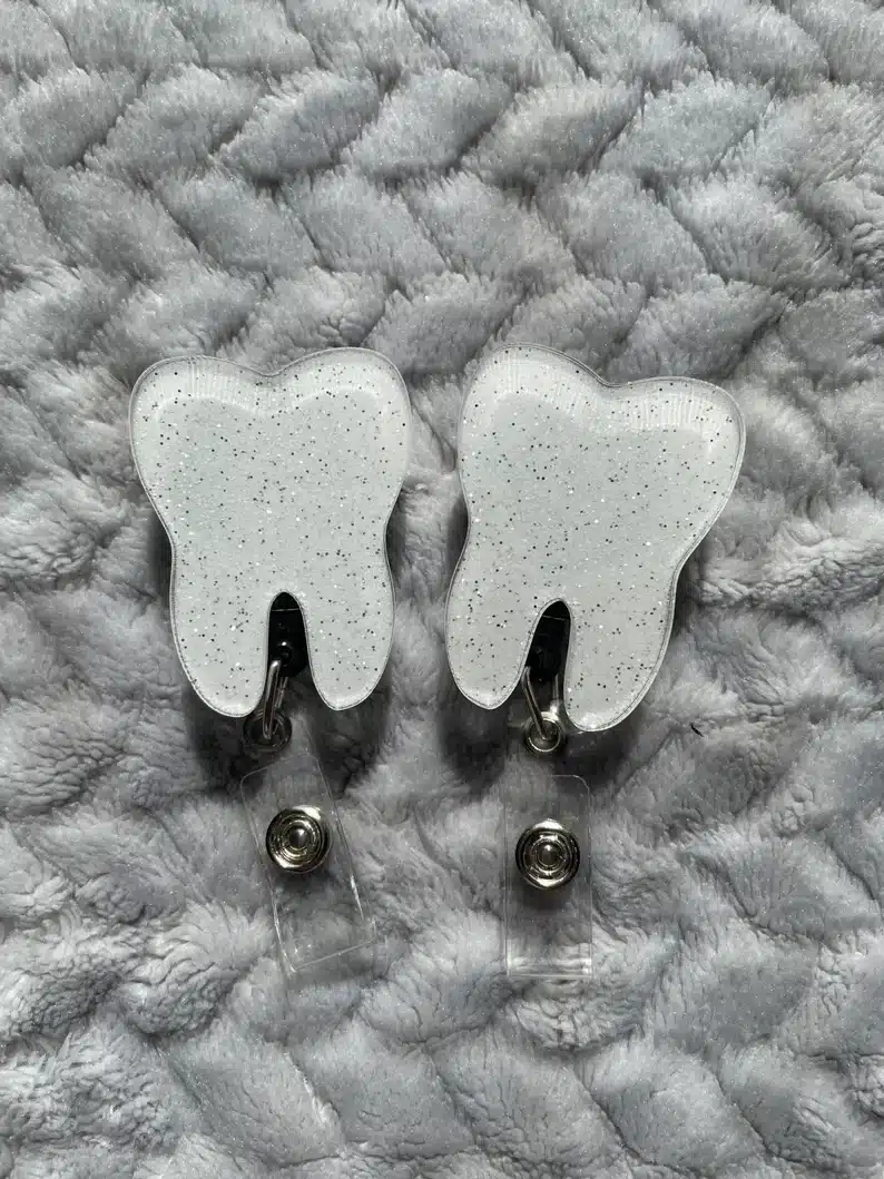 Tooth Badge Reel - Glitter Badge Holder