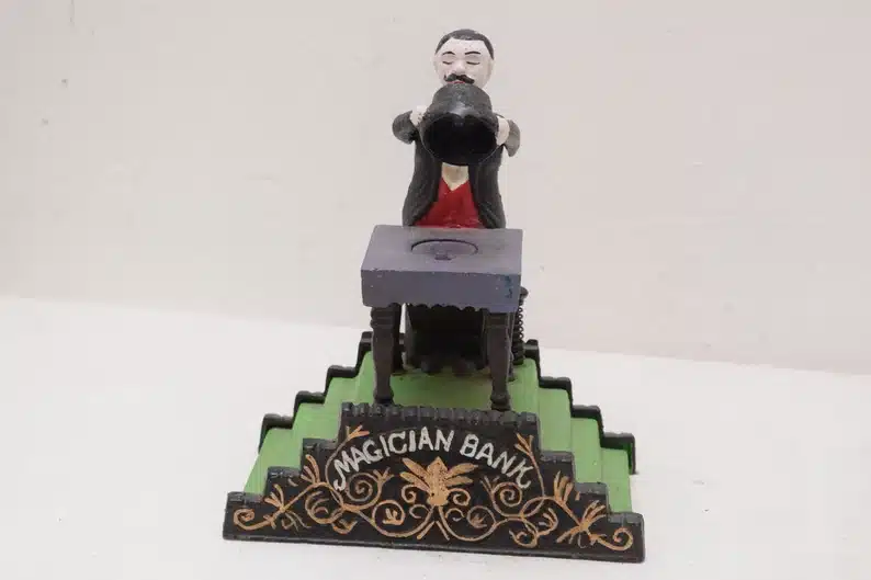 Cast iron - magician bank - Money Box Mechanical Bank Toy Gift Vintage Style