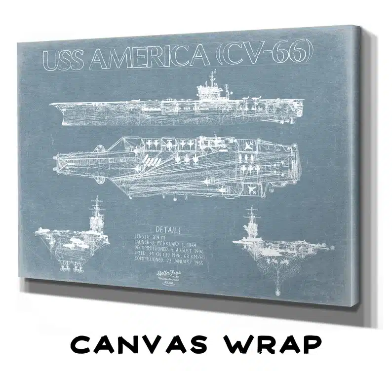 Father’s Day Gifts For Veterans - blueprints of USS America CV-66 