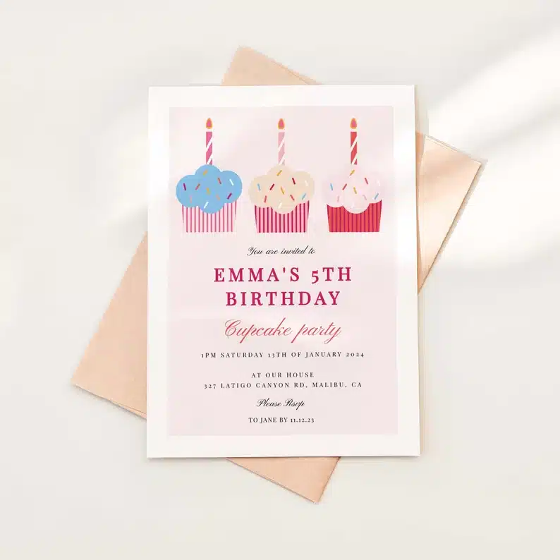 Simple Cupcake Party Invitation