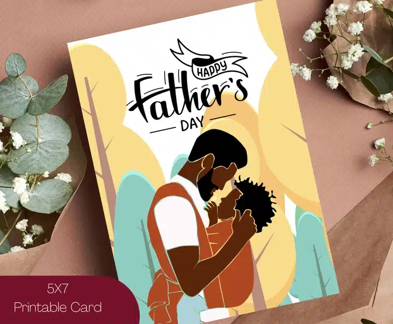 Happy Father's Day Card For African American Fathers | Printable Father's Day Card | Black Digital Father's Day Card | Afro Father's Day
