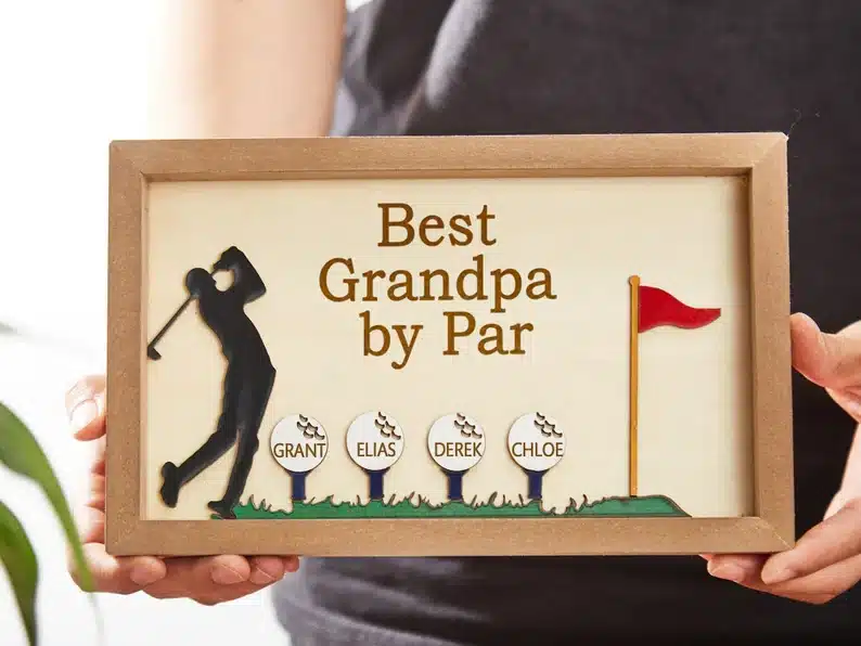 Father’s Day Gifts For Grandpa From a Teen - best grandpa by par wooden sign 