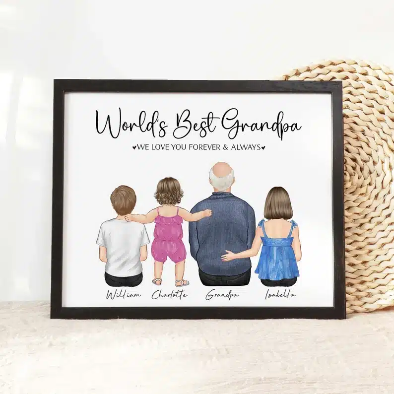 custom family illustration of a family of four. 