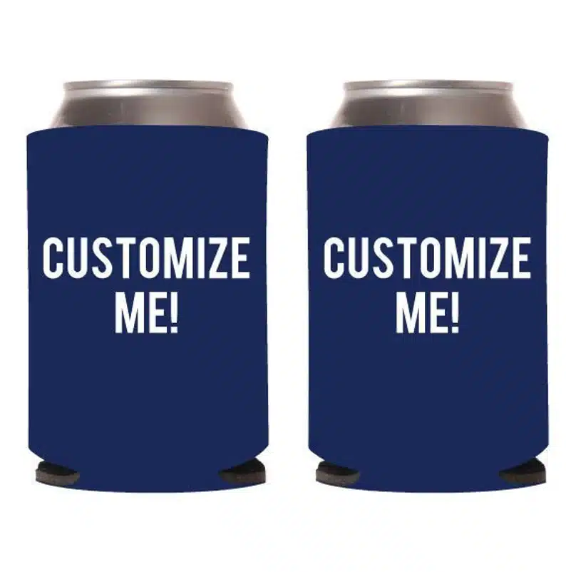 Welcome Gifts for Quiz Competitions - navy blue custom can coolers 
